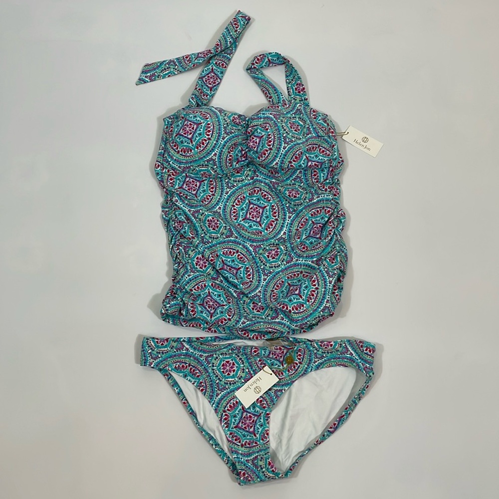 Helen Jon Tankini Swimsuit Two Piece NWT Top Is M Bottoms L Mandalay